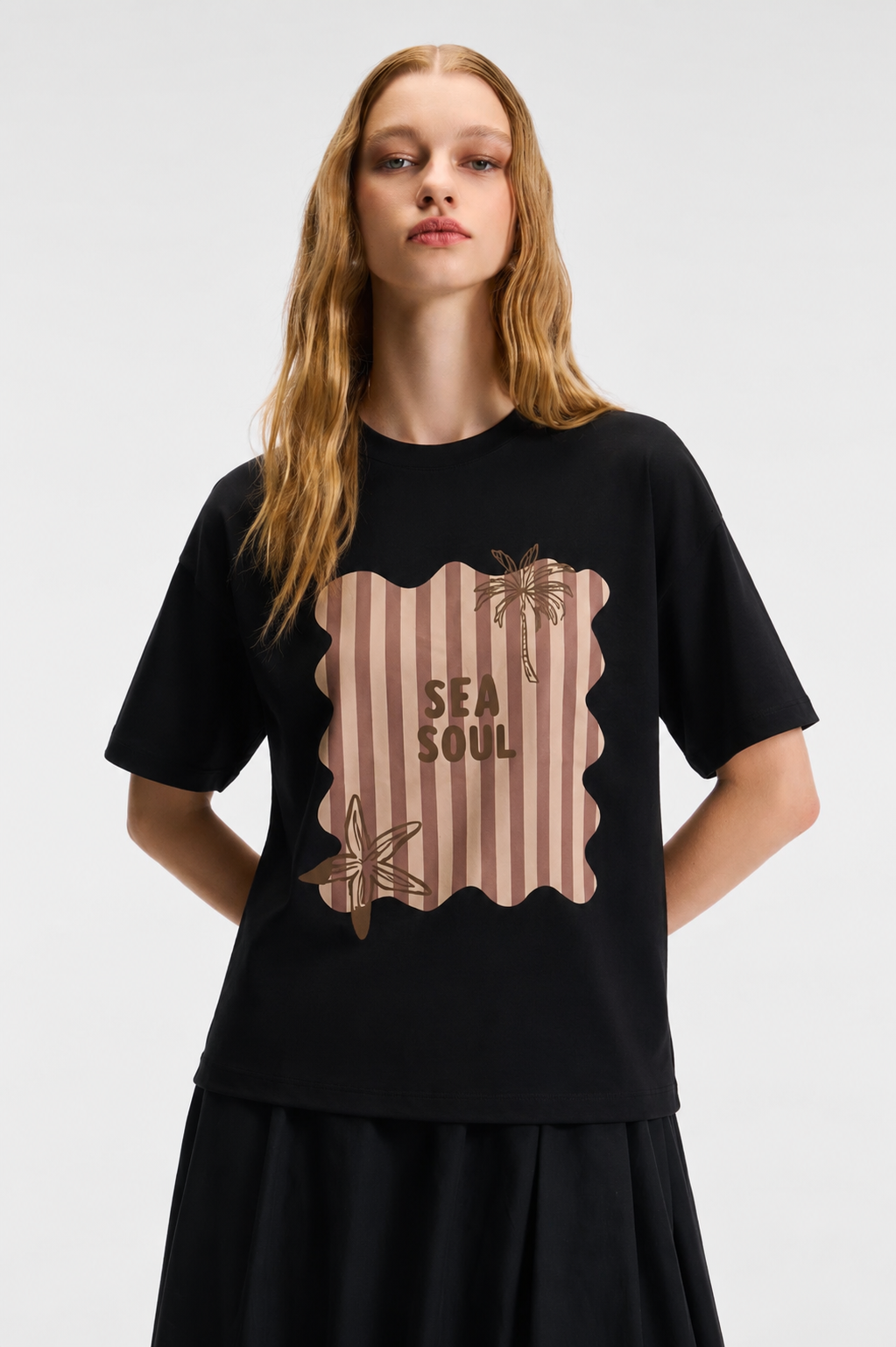 Sea Soul Baskılı Tshirt 4001 - Siyah