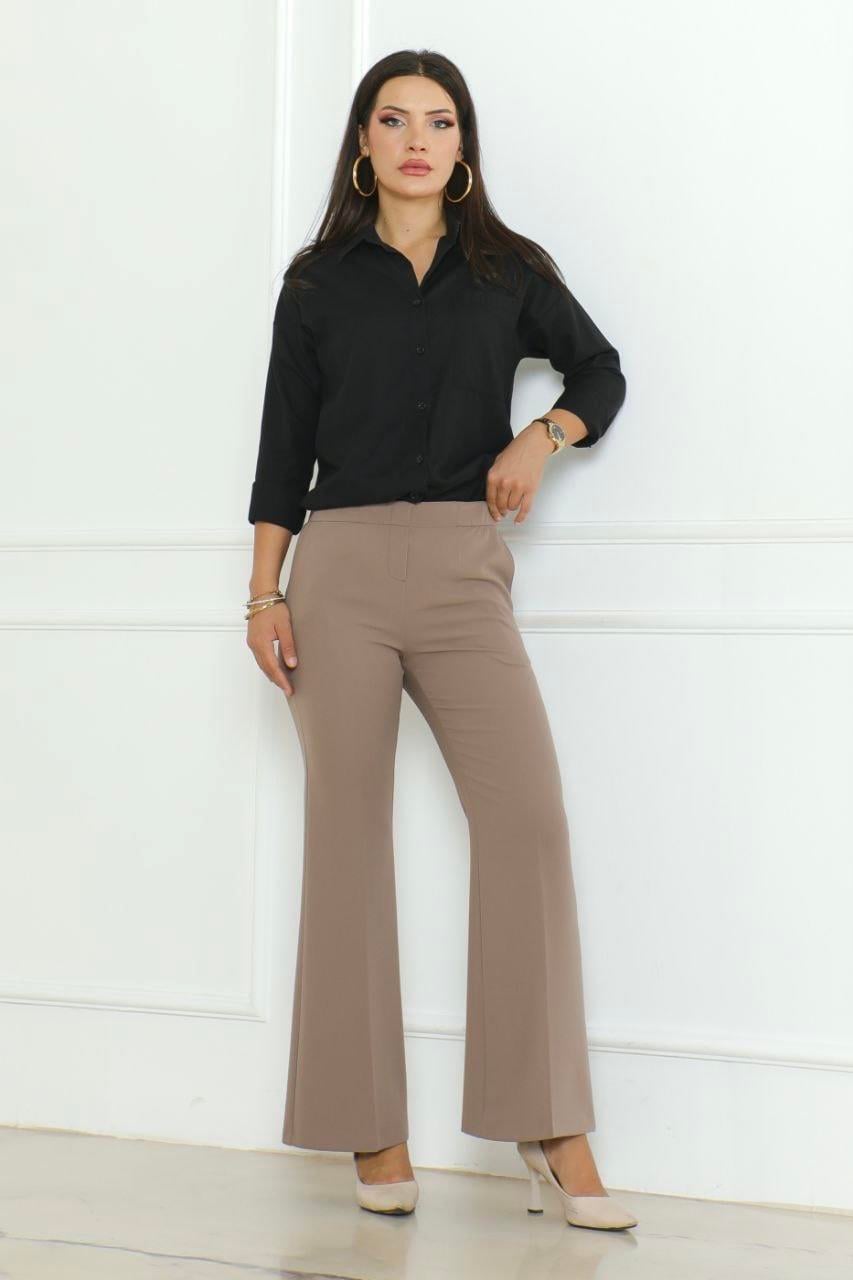 MİZZA Beli Lastikli İspanyol Paça Kumaş Pantolon 1012 - Vizon Beli Lastikli İspanyol Paça Kumaş Pantolon 1012 - Vizon - Bilen Giyim Pantolon 