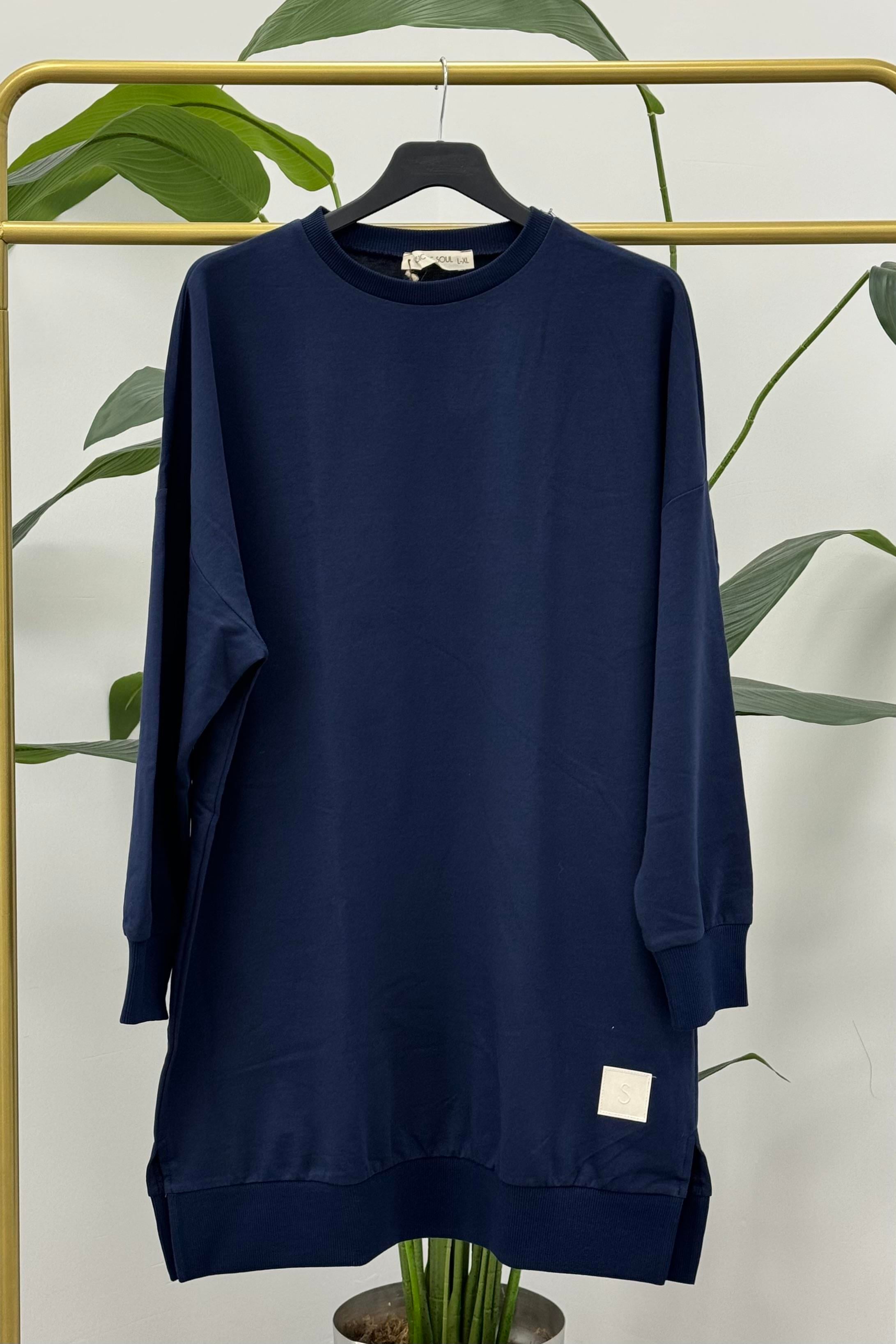 PUANE Bisiklet Yaka Basic Araboy Tunik 30644 - Açık F.Navy  Tunik 
