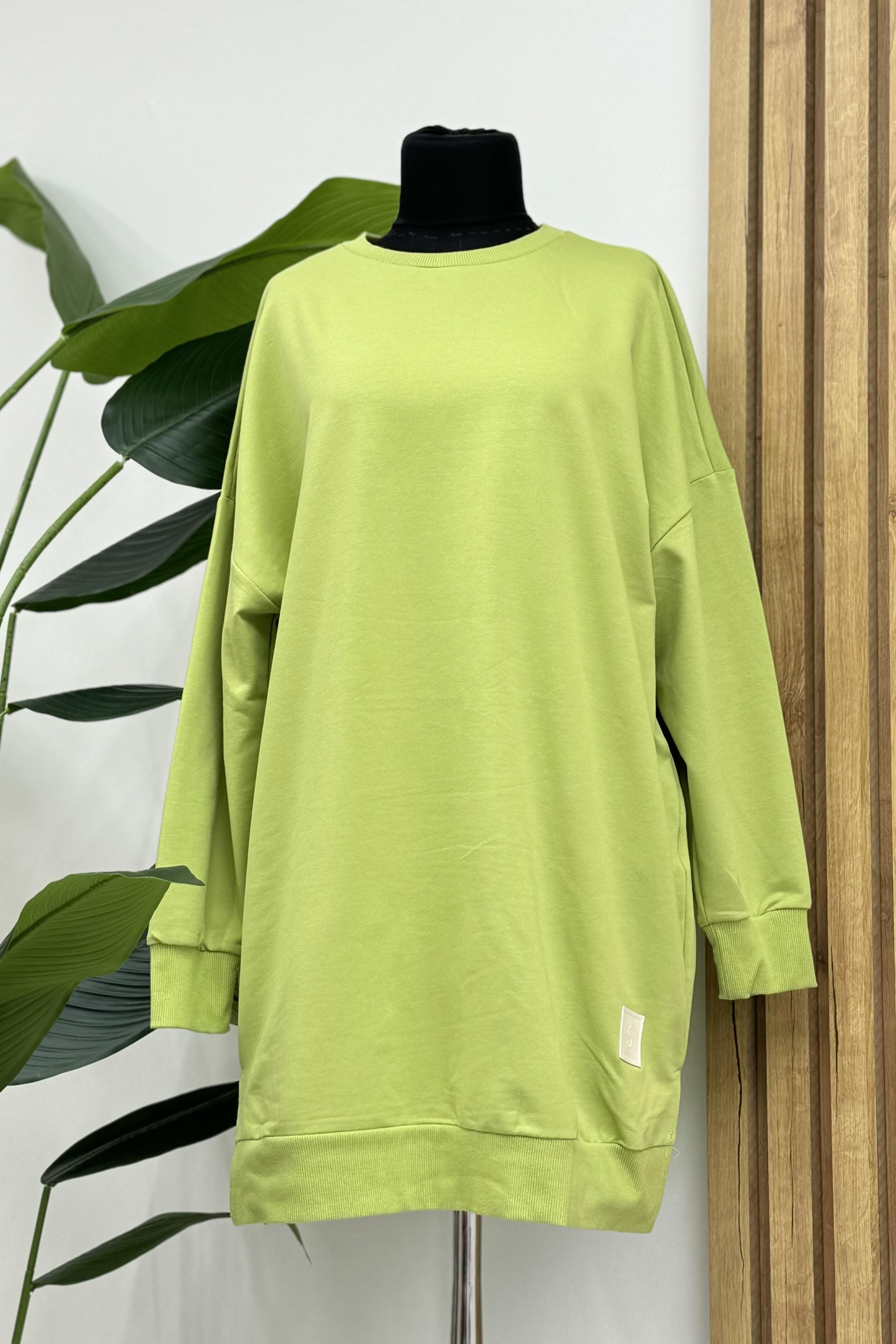 PUANE Bisiklet Yaka Basic Araboy Tunik 30644 - Açık Yeşil  Tunik