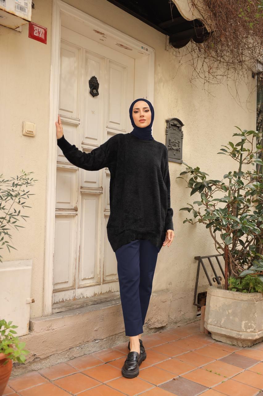 NEFİSE Bisiklet Yaka Tunik 14981 - Siyah  Tunik