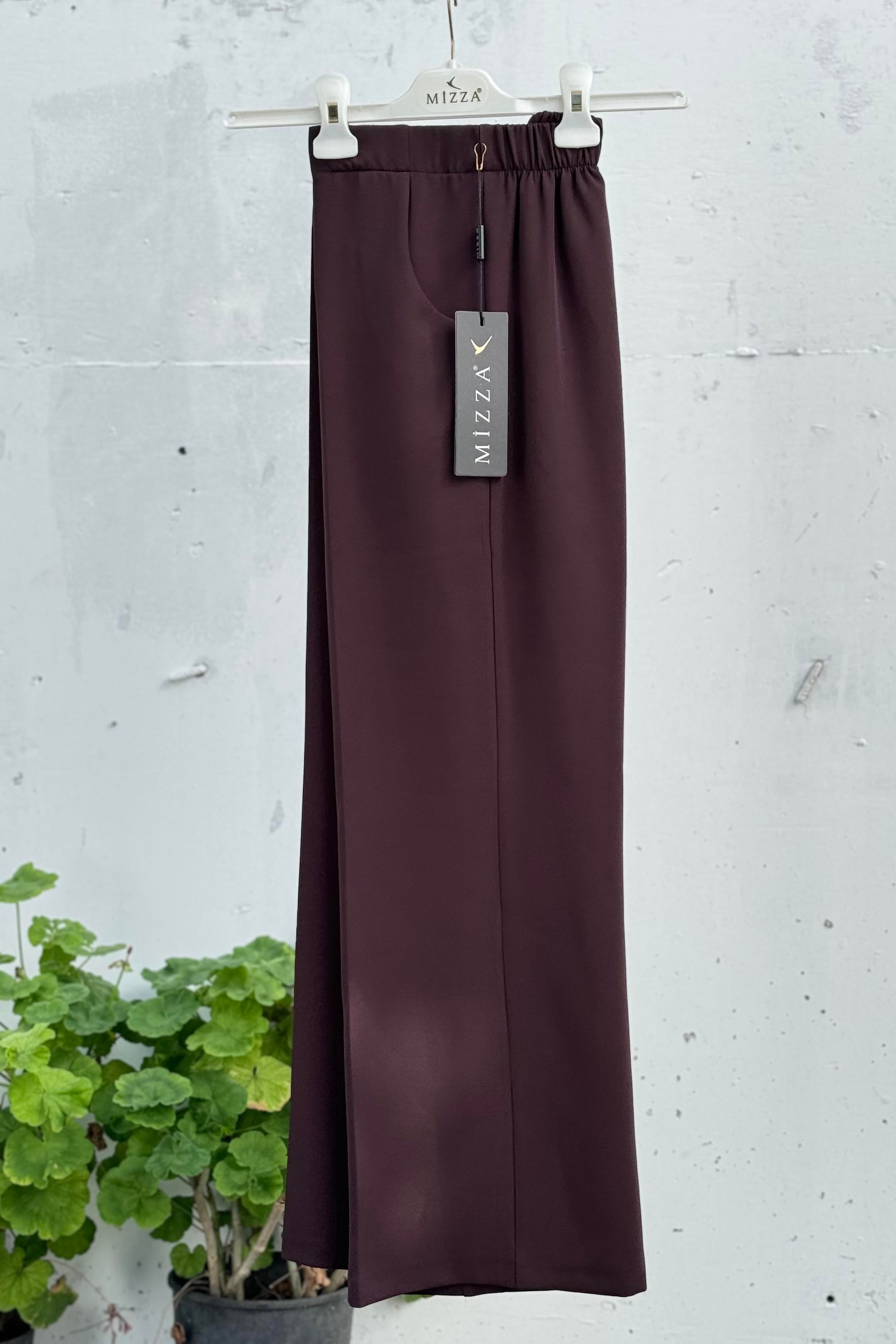 MİZZA Boru Paça Beli Lastikli Kumaş Pantolon 1011 - Kahve  Pantolon 
