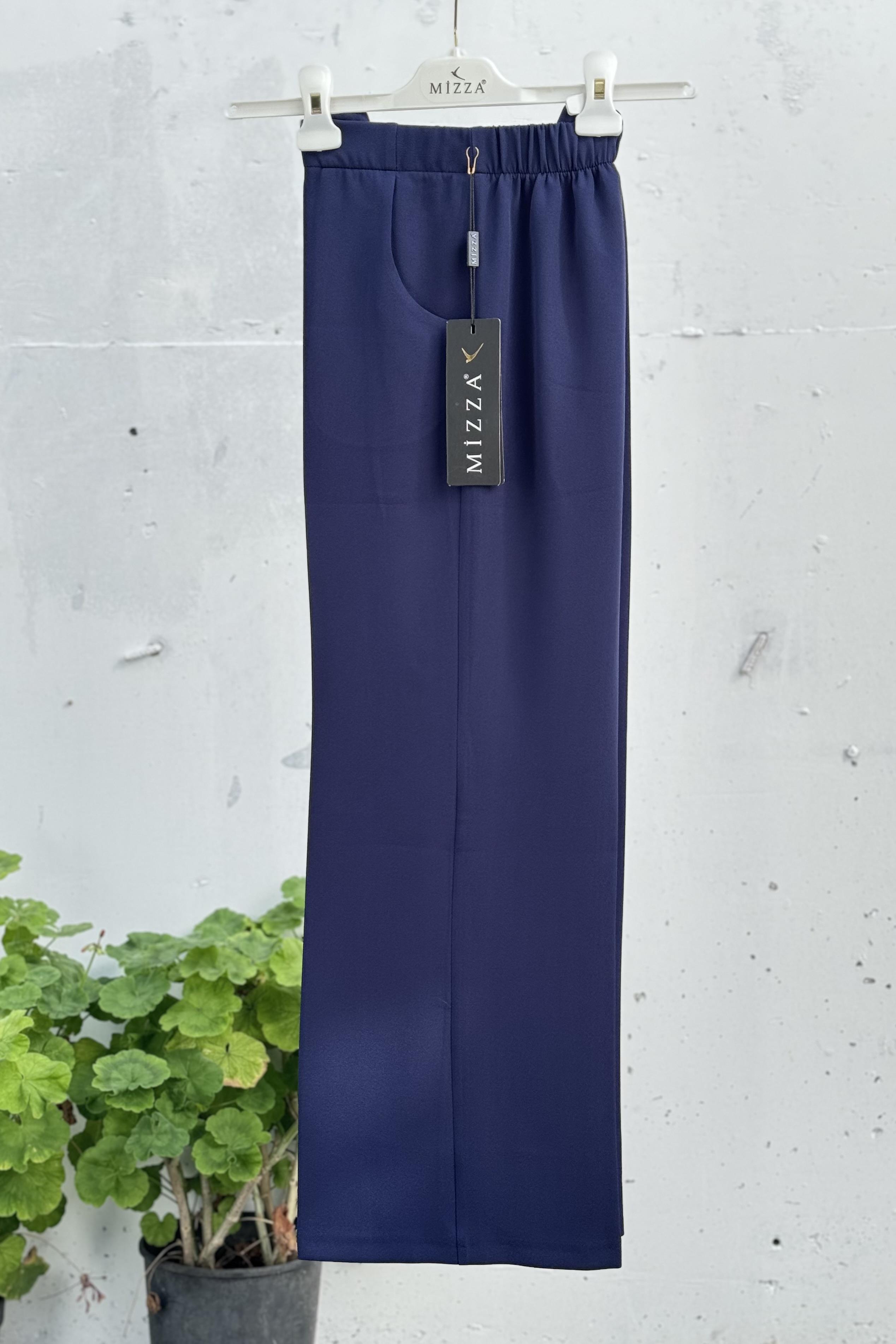MİZZA Boru Paça Beli Lastikli Kumaş Pantolon 1011 - Lacivert  Pantolon 