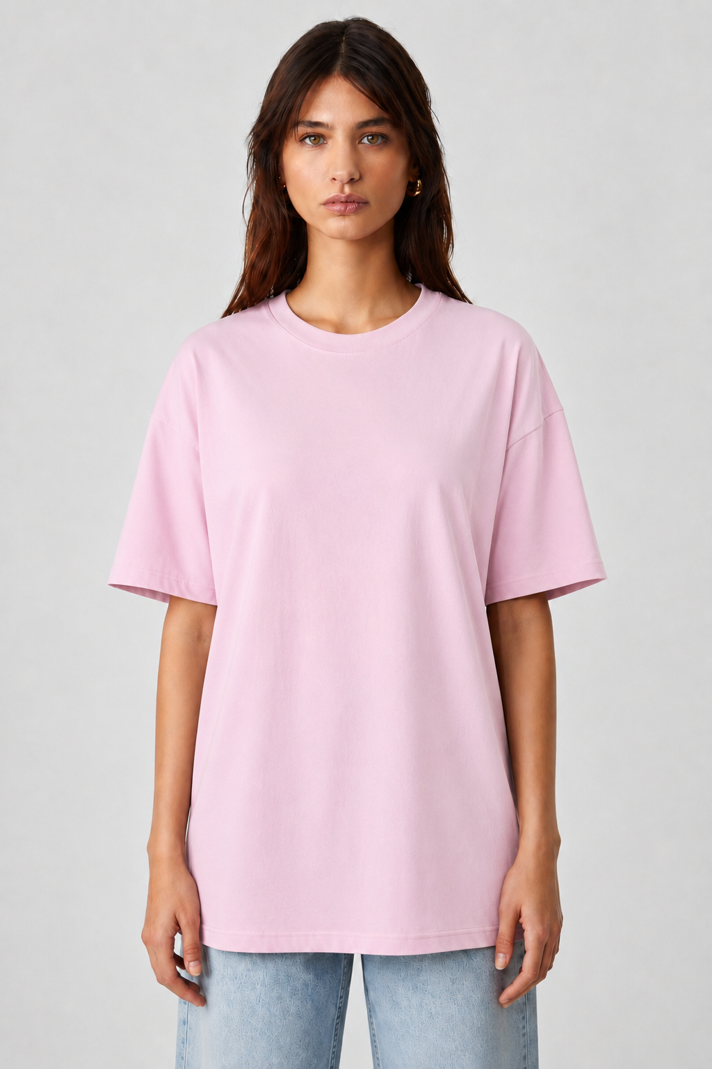 Bisiklet Yaka Basic Tshirt 4026 - Pembe