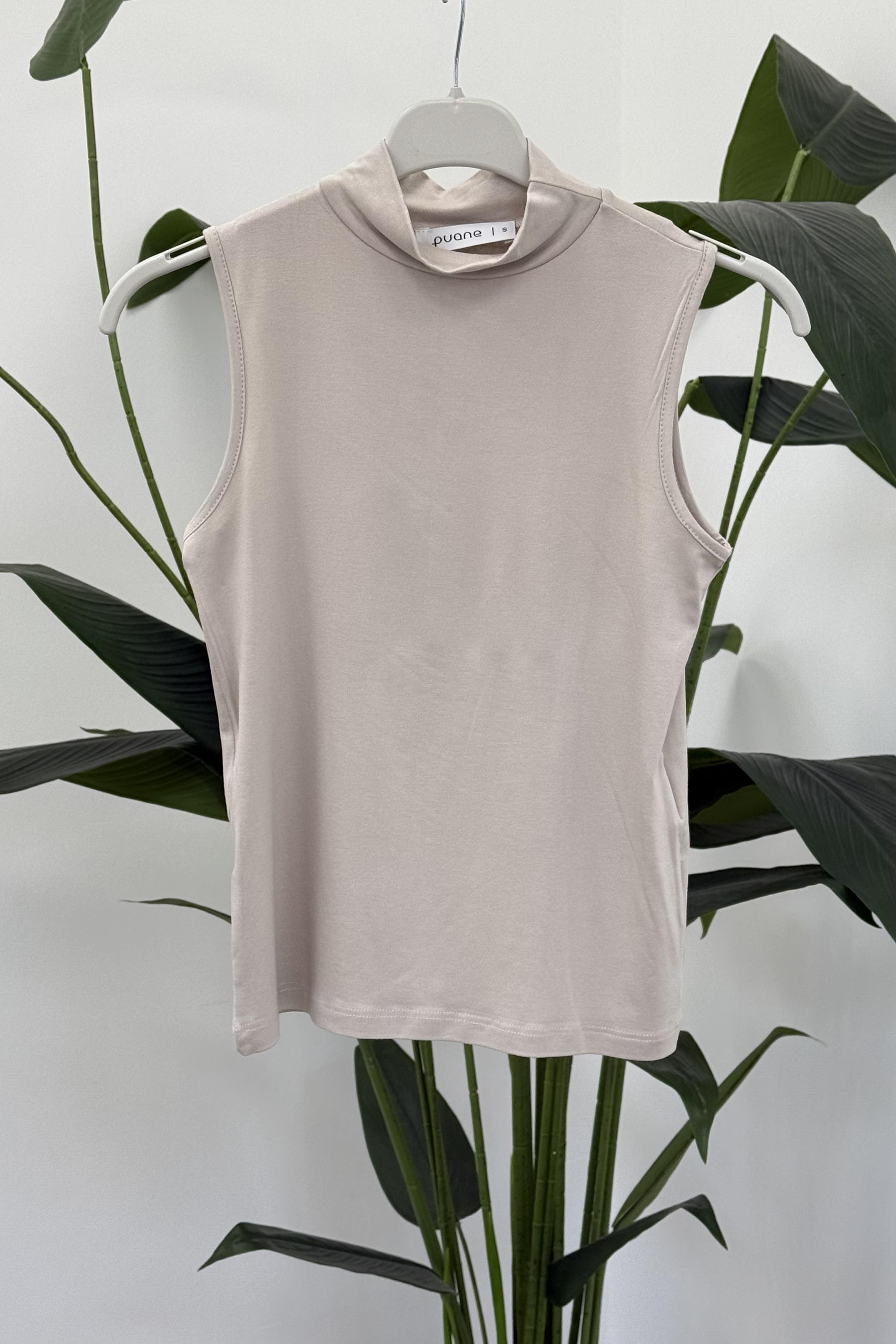 Sıfır Kol Balıkçı Yaka Tshirt İçlik 40005 - Bej