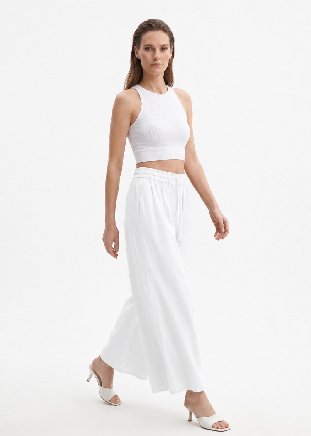 Sentez 5665 Geniş Paça Pantolon - Ekru Pantolon SENTEZ 