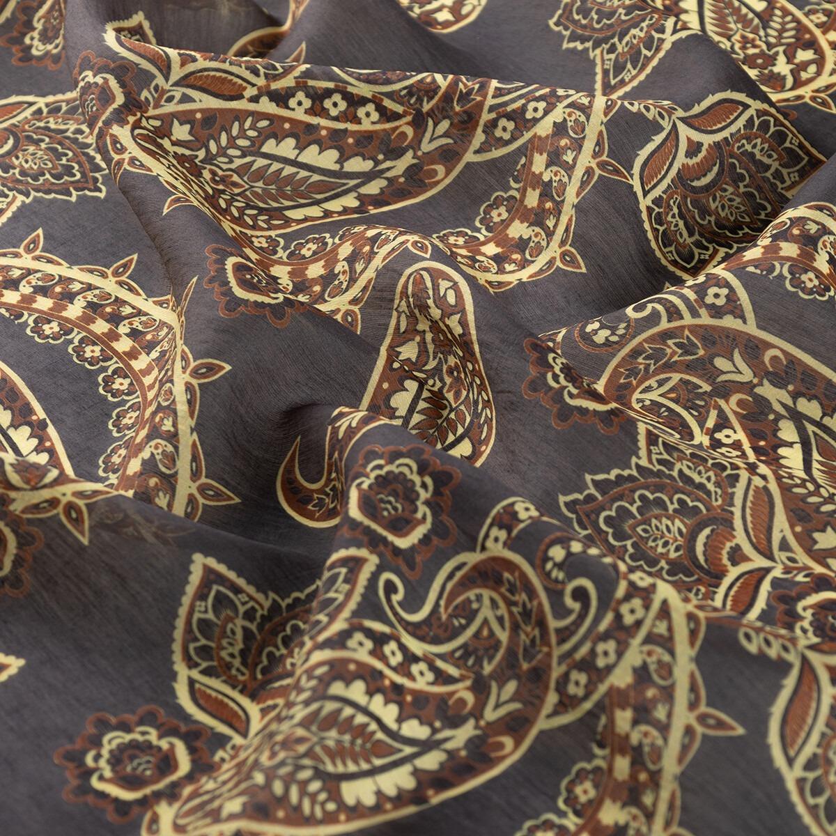 İpekevi 02227 Mezopotamya Model 04 Desenli Tensel Eşarp - Siyah Gold