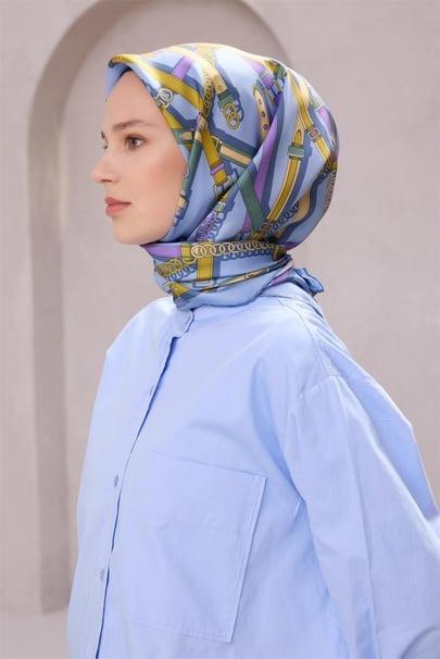 Belli Saf İpek Eşarp 4200D (T) - Mavi