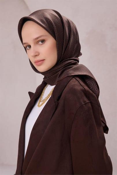 Belli Saf İpek Eşarp 4215D (T) - Kahve