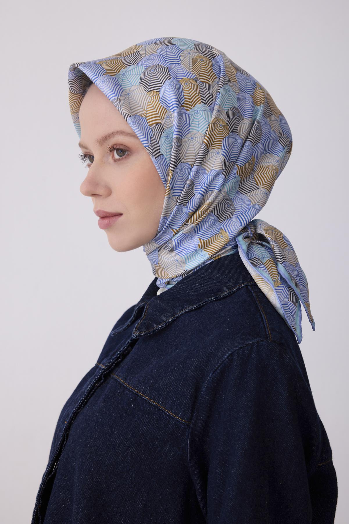 Belli Saf Twill İpek Eşarp 4313D (T) - İndigo