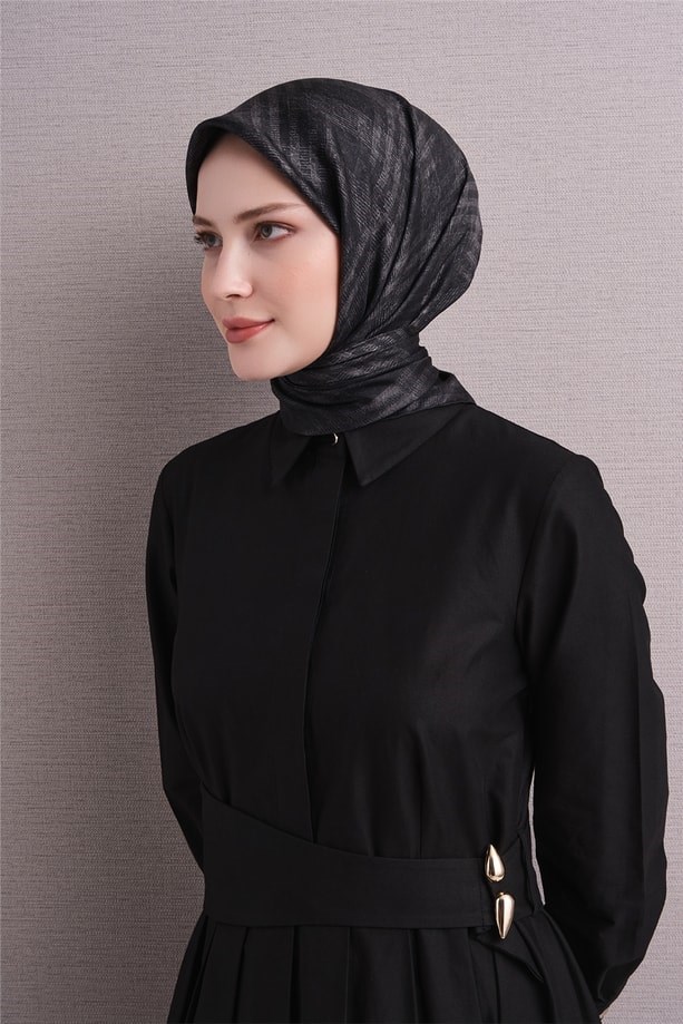 Armine Dj Saf Twill İpek Eşarp 9628D (T) - Antrasit Eşarp ARMİNE 