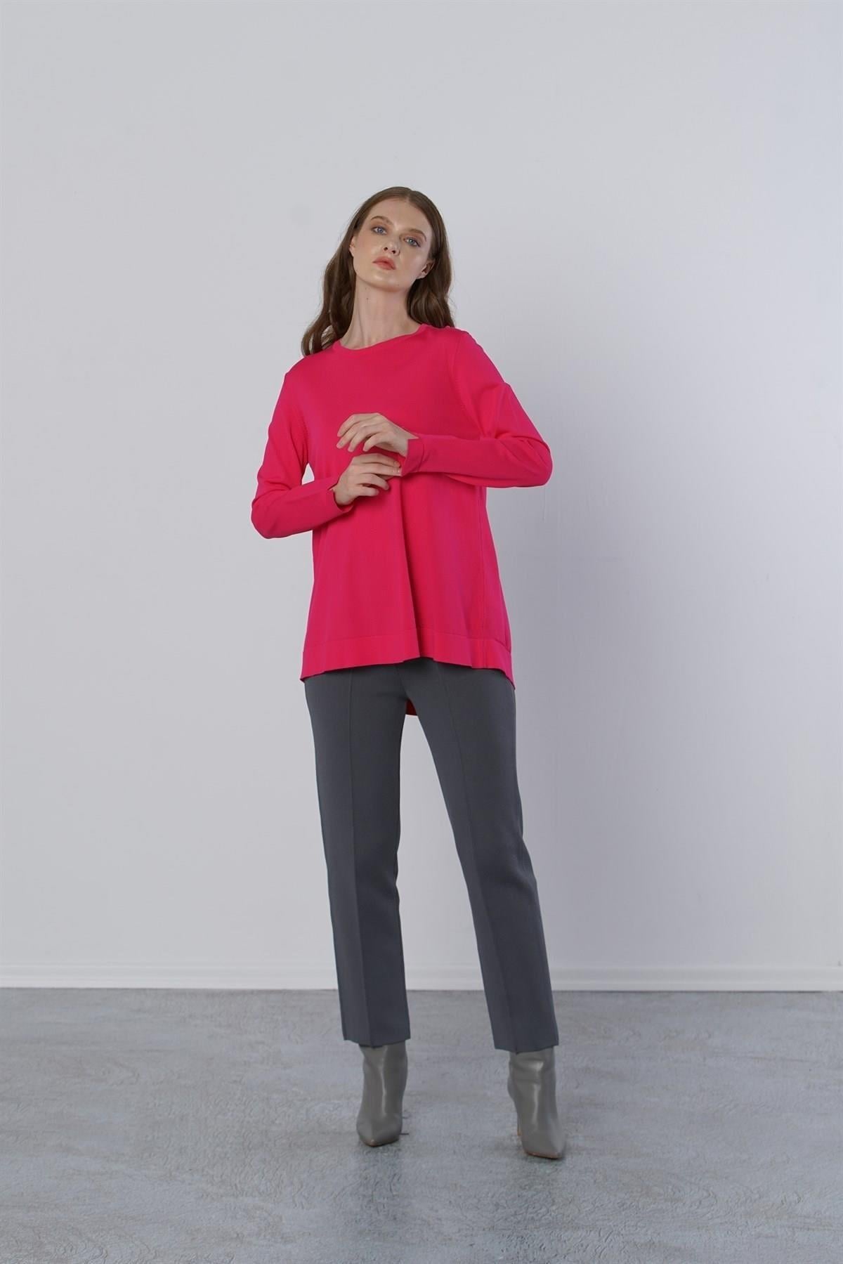 Nuss 902 Ön Kısa Arka Uzun Tunik - Fuşya