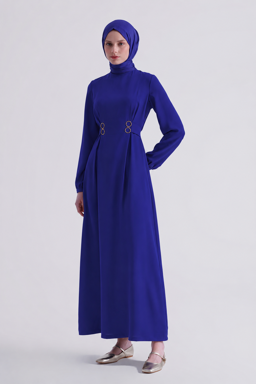 Armine Trend 26YT936 Beli Toka Kemerli Elbise - Morcivert