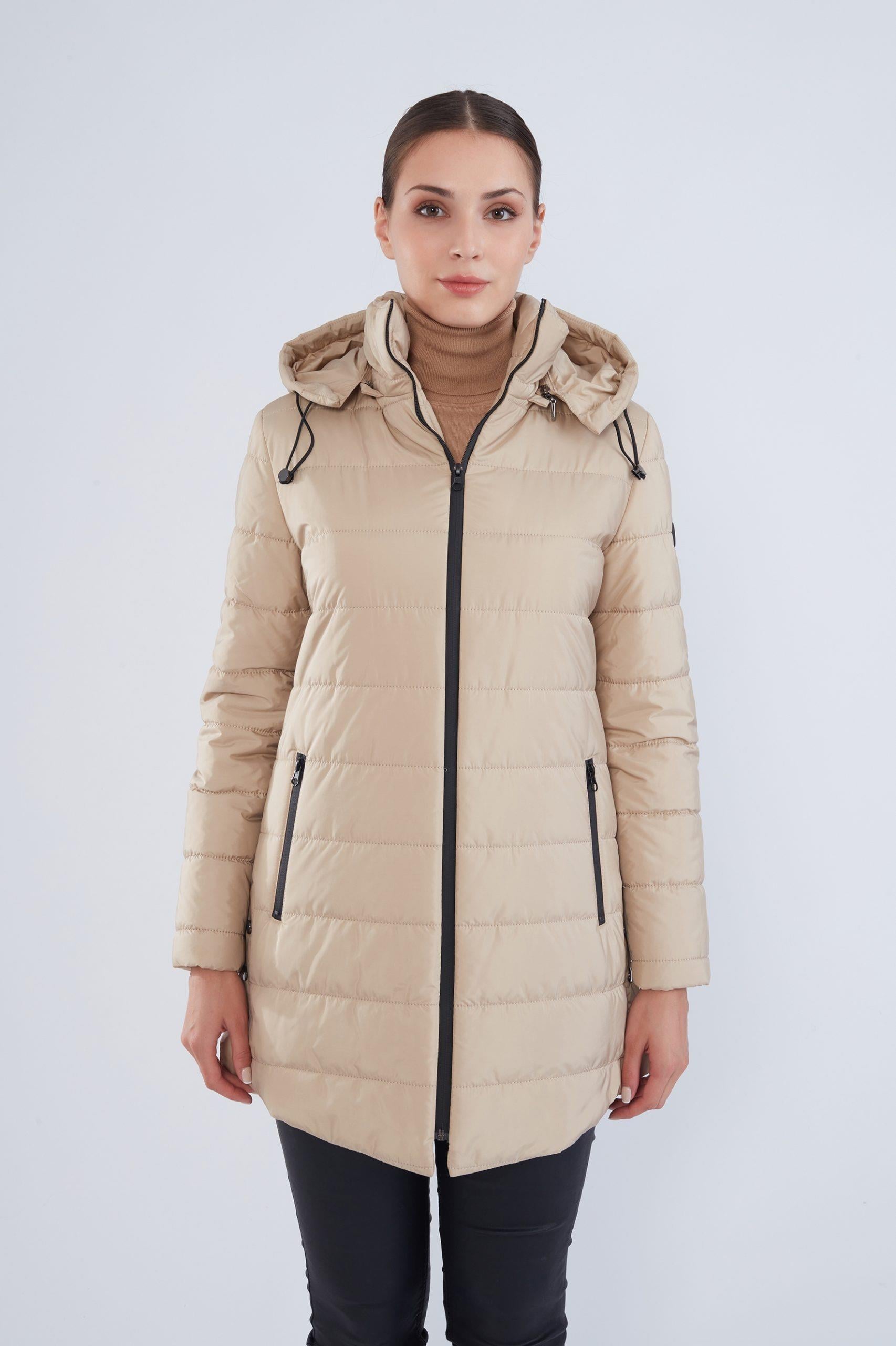 Trenç 5602 Yan Çıtçıt Detay Araboy Mont - Bej