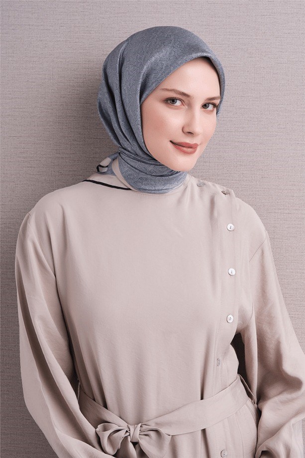 Armine Dj Saf Twill İpek Eşarp 9601D (T) - Gök Mavi Eşarp ARMİNE 