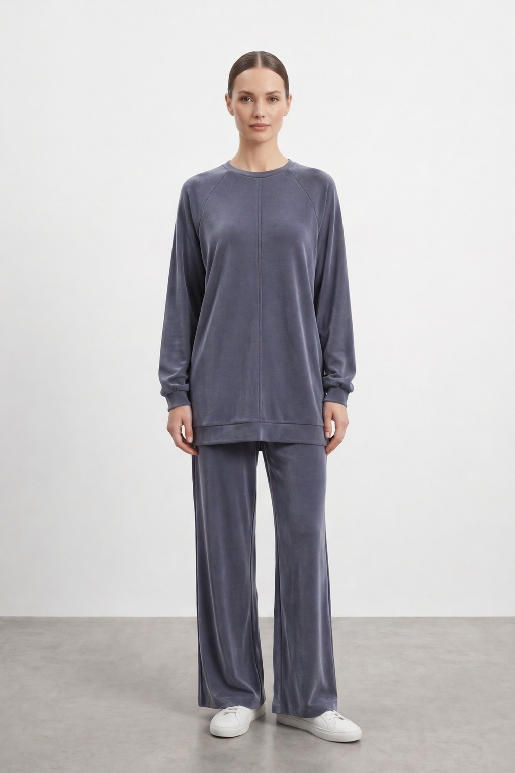 Ön Dikiş Biye Detaylı Pantolonlu Takım 14426 - Antrasit