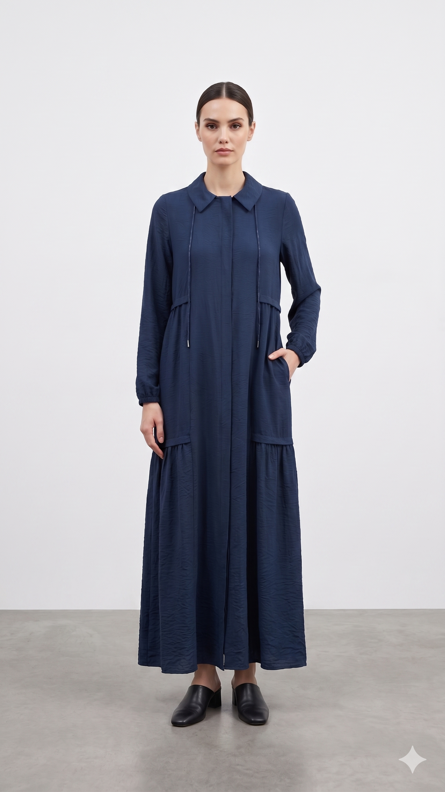 Micca 261576 Yaka İp Detay Ferace - Lacivert