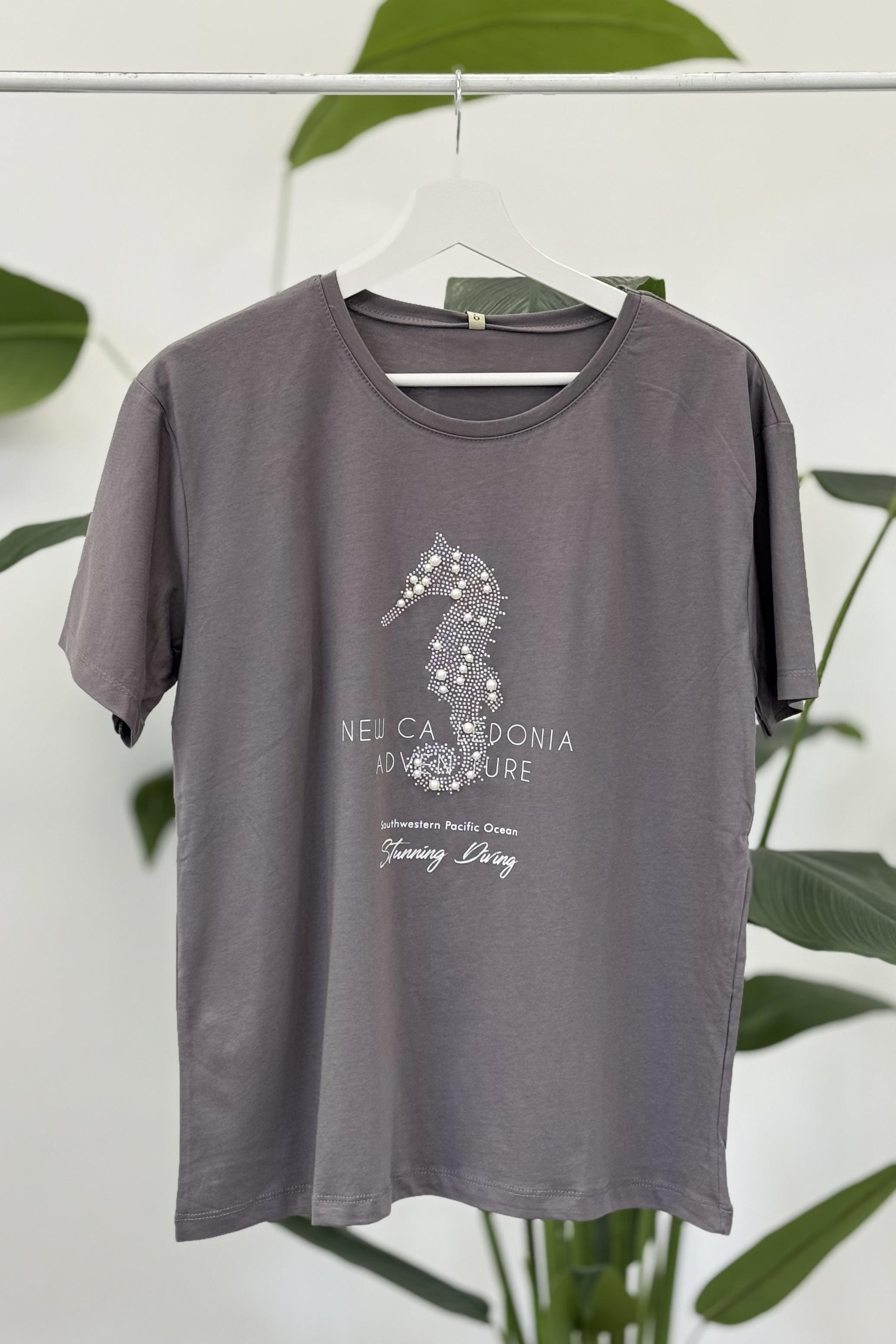 Deniz Atı İncili Tshirt 3050 - Füme