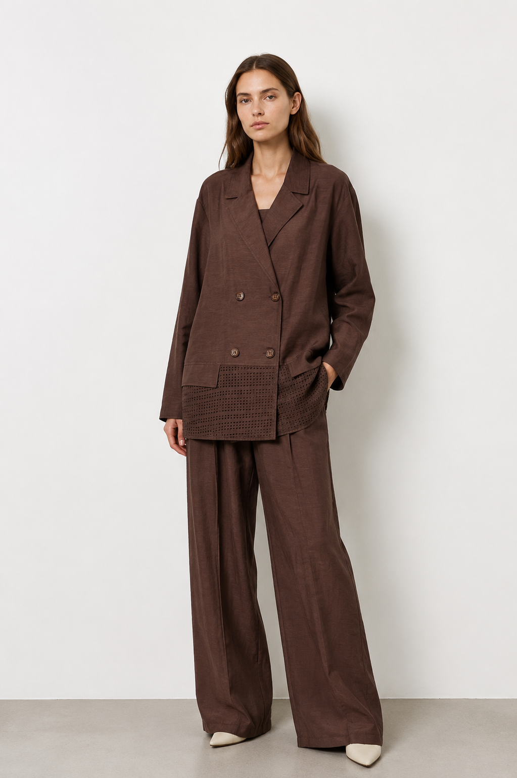 Armine Trend 26YT6151 Blazer Ceketli Pantolonlu Takım - Kahverengi