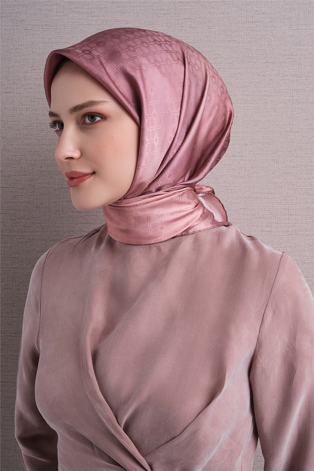 Armine Dj Saf Jakar İpek Eşarp 9647D (J) - Gül Eşarp ARMİNE 