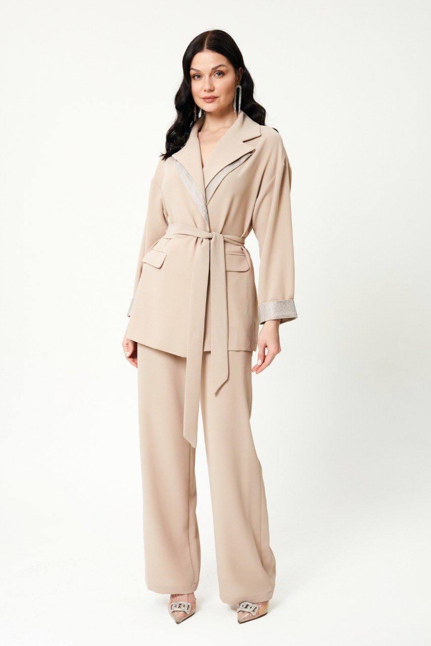 JUPE STORE Çift Yaka Taş İşlemeli Pantolonlu Takım 8501 - Taş Çift Yaka Taş İşlemeli Pantolonlu Takım 8501 - Bilen Giyim Takım 