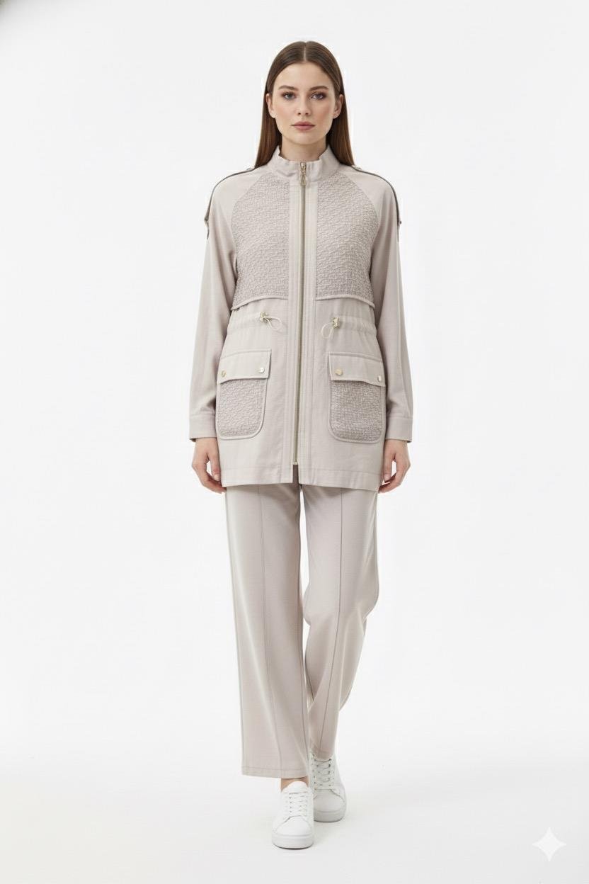 Filesi Sim İşlemeli Pantolonlu Takım 1399 - Bej