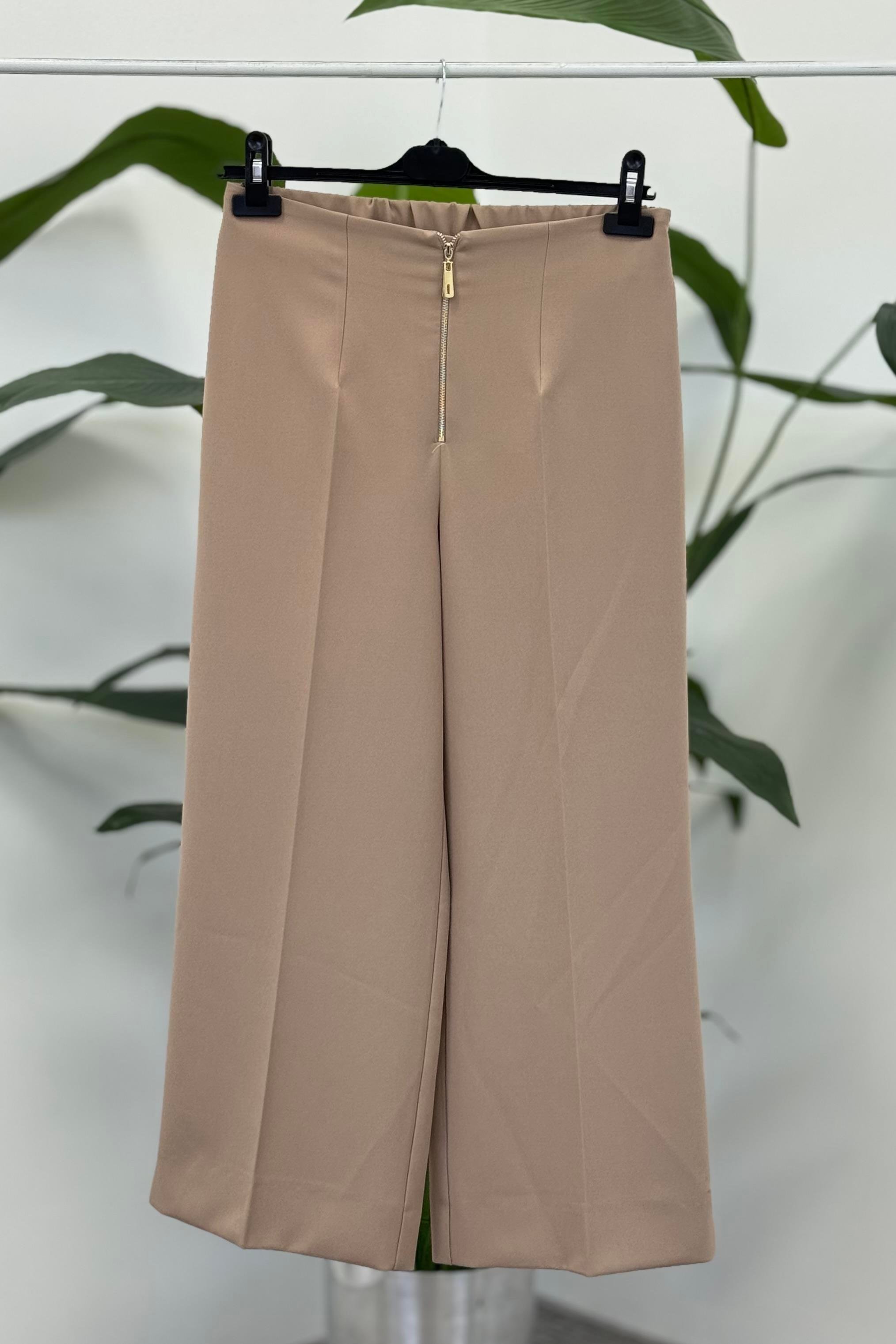 Sentez 5565 Queen Kısa Geniş Paça Pantolon - Camel