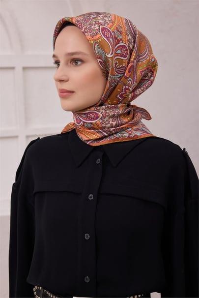 Belli Saf İpek Eşarp 4202D (T) - Taba