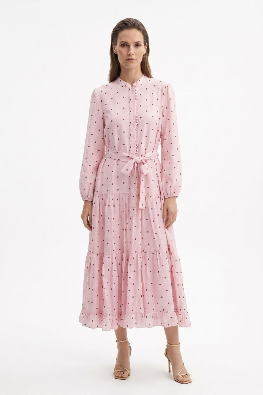 Puantiyeli Elbise 1602 - Pembe Elbise STELLA STORE 