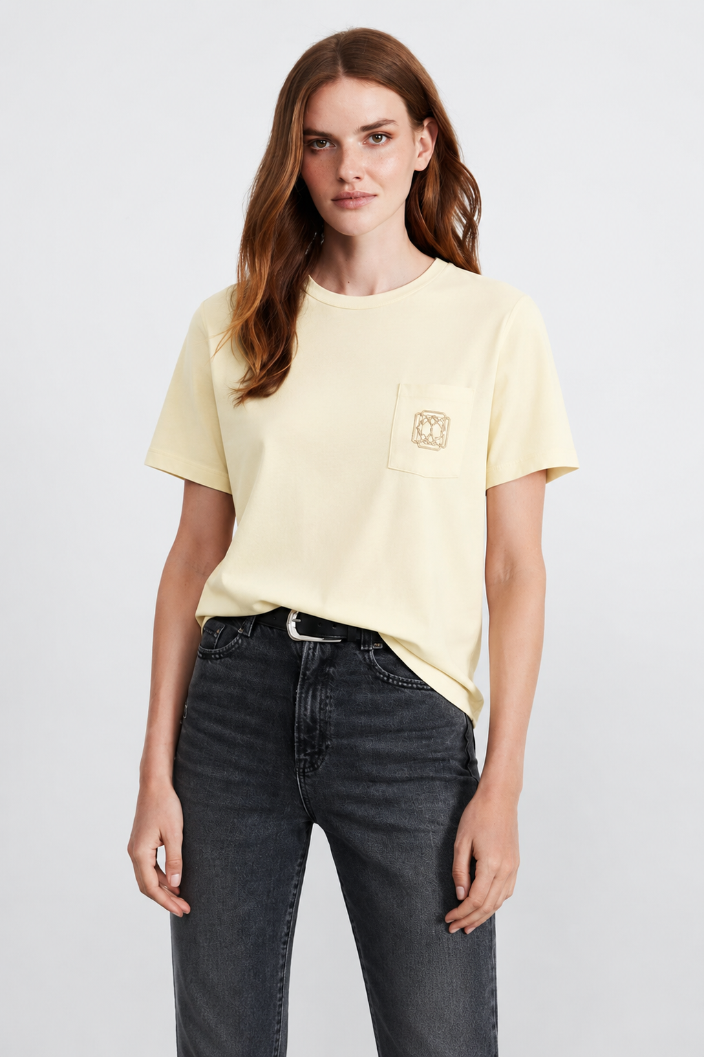 Cep Metal Aksesuar Detay Tshirt 4022 - Sarı