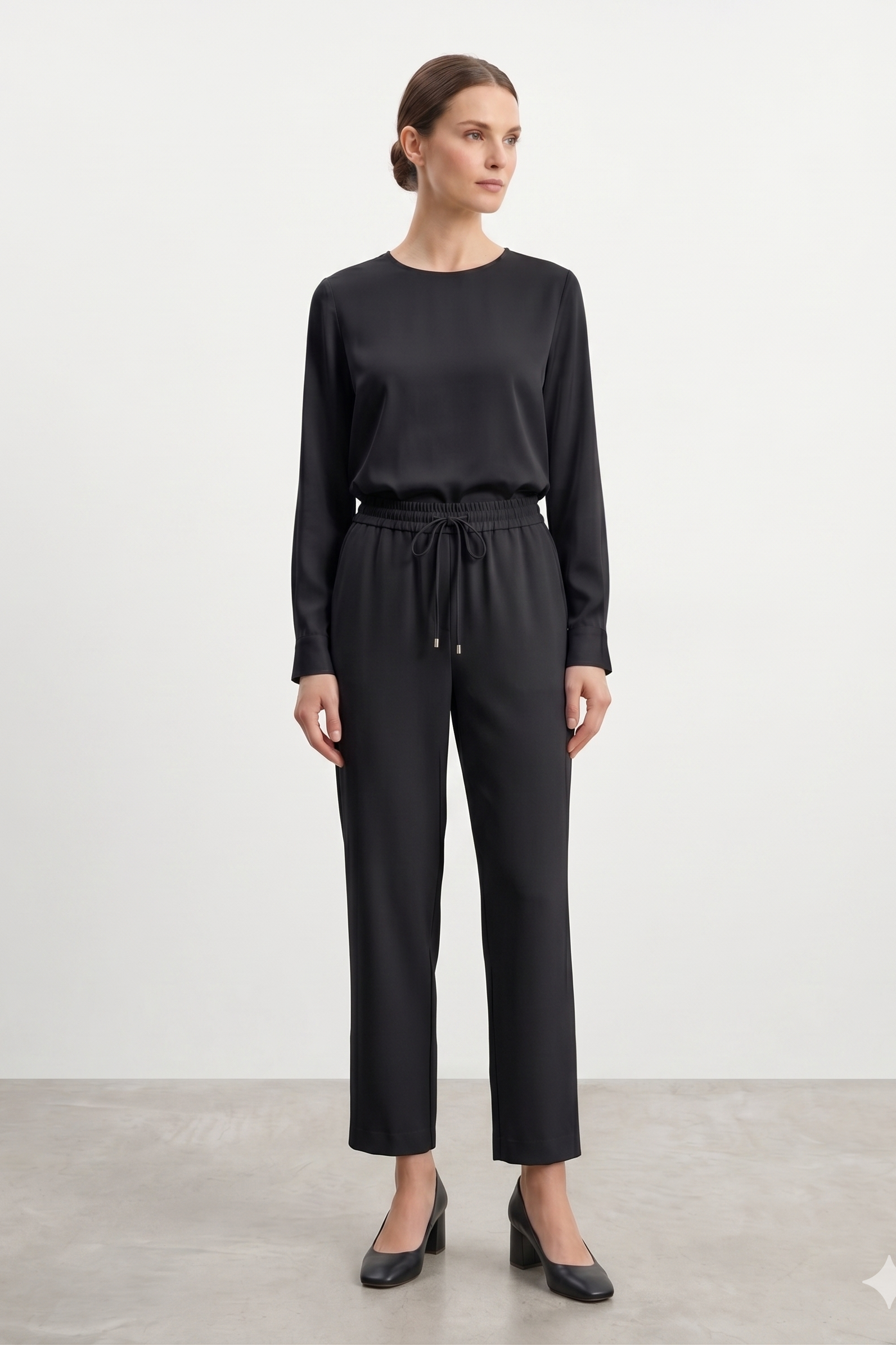 Sentez 5660 Vega Beli Lastikli Pantolon - Siyah