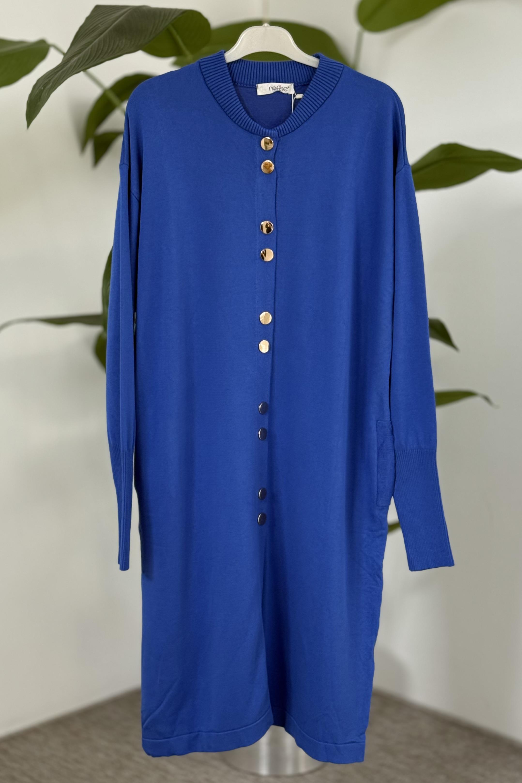 Çıtçıtlı Cep Detaylı Hırka 140333 - Saks