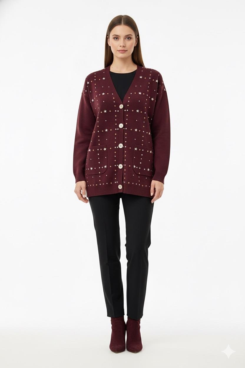 Ghisa 3301 Hırka - Bordo