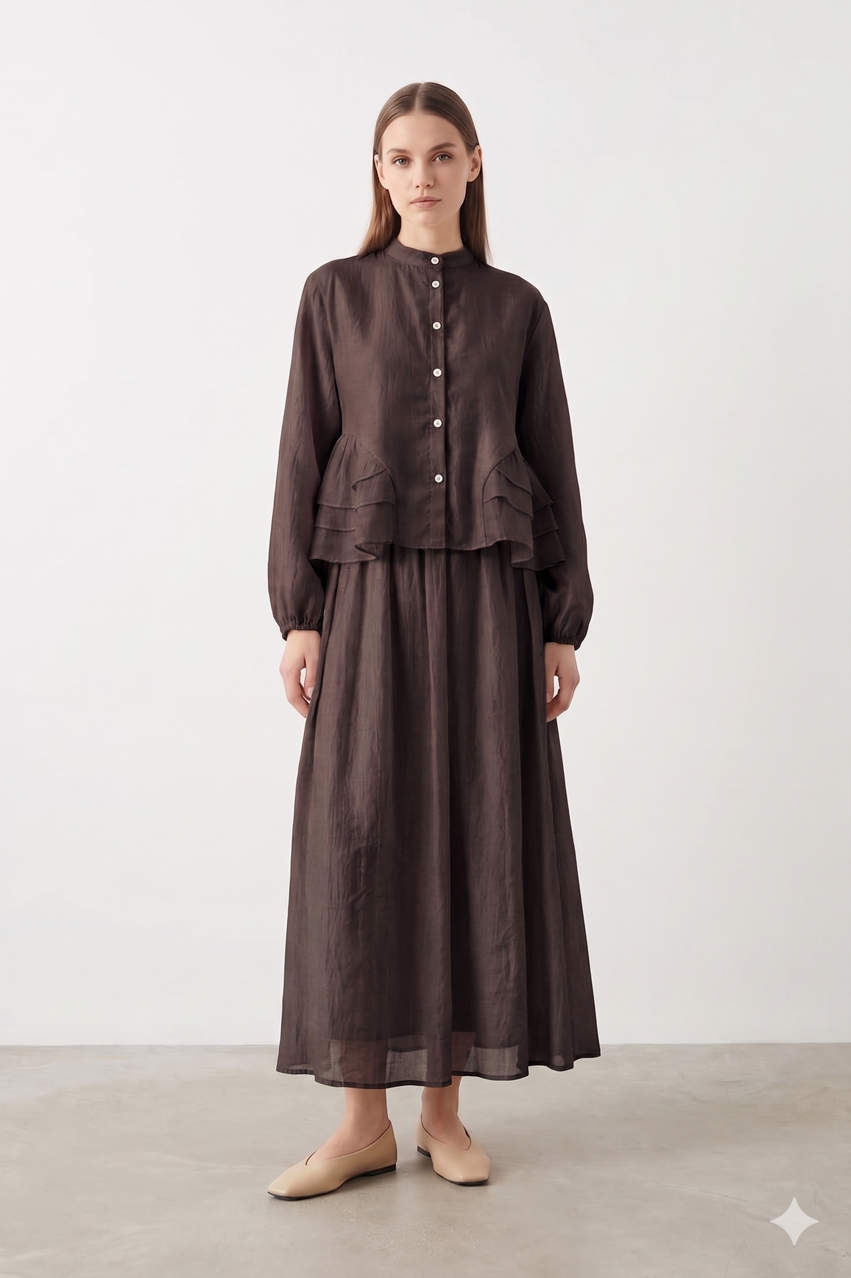 Bluzu Kat Detay Etekli Takım 32502 - Browni