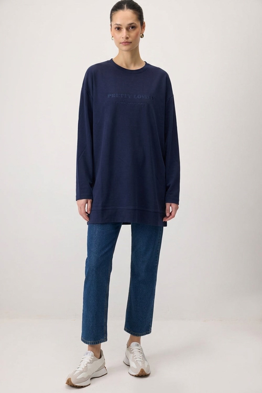 Baskılı Basıc Tunik 0037840 Lacivert Tunik İKOLL 