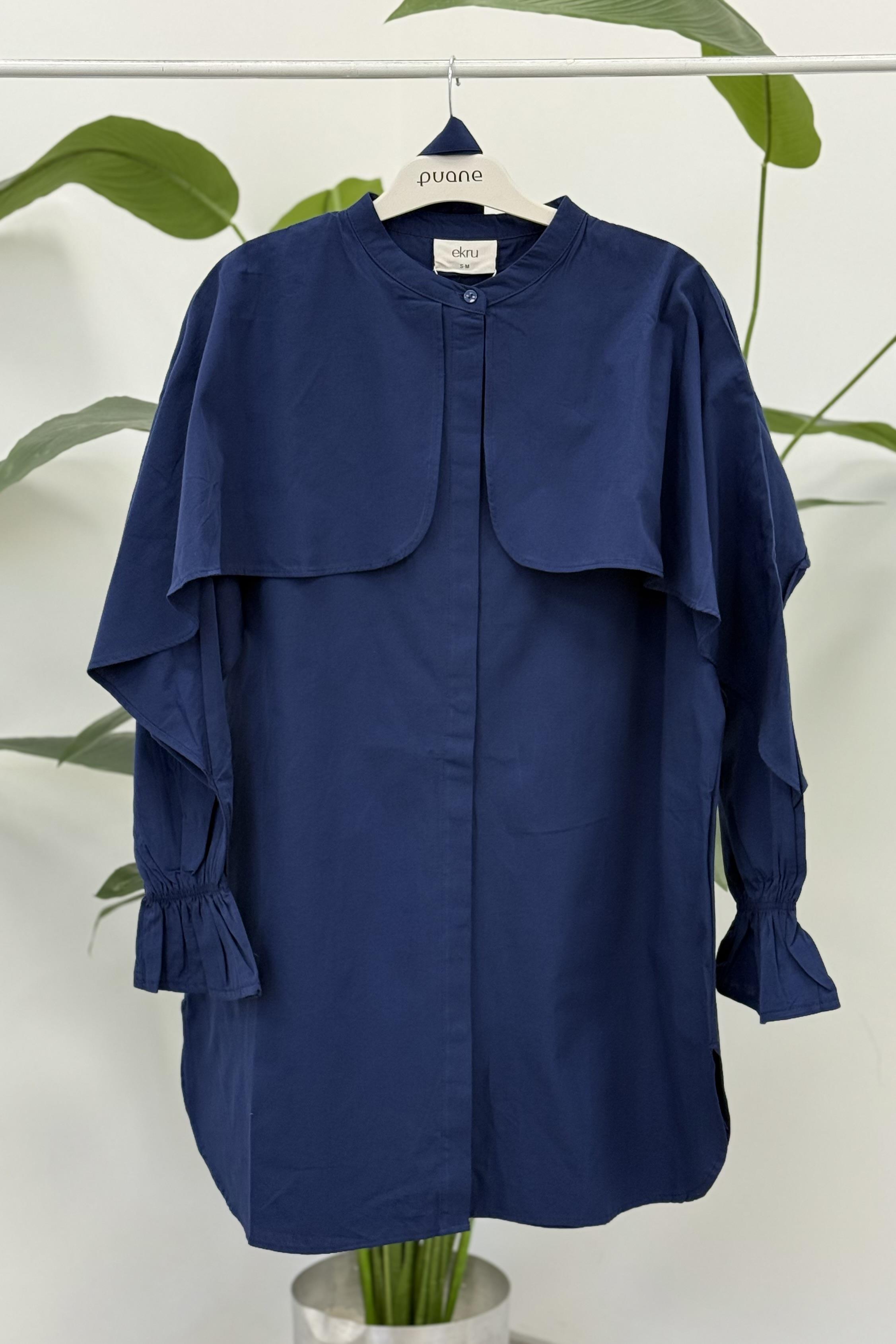 Pelerin Detaylı Tunik 3002 - Lacivert