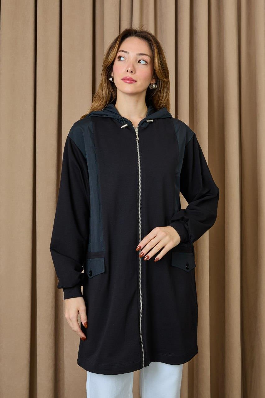 Sahte Cep Kapak Detay Fermuarlı Kap 10733 - Siyah