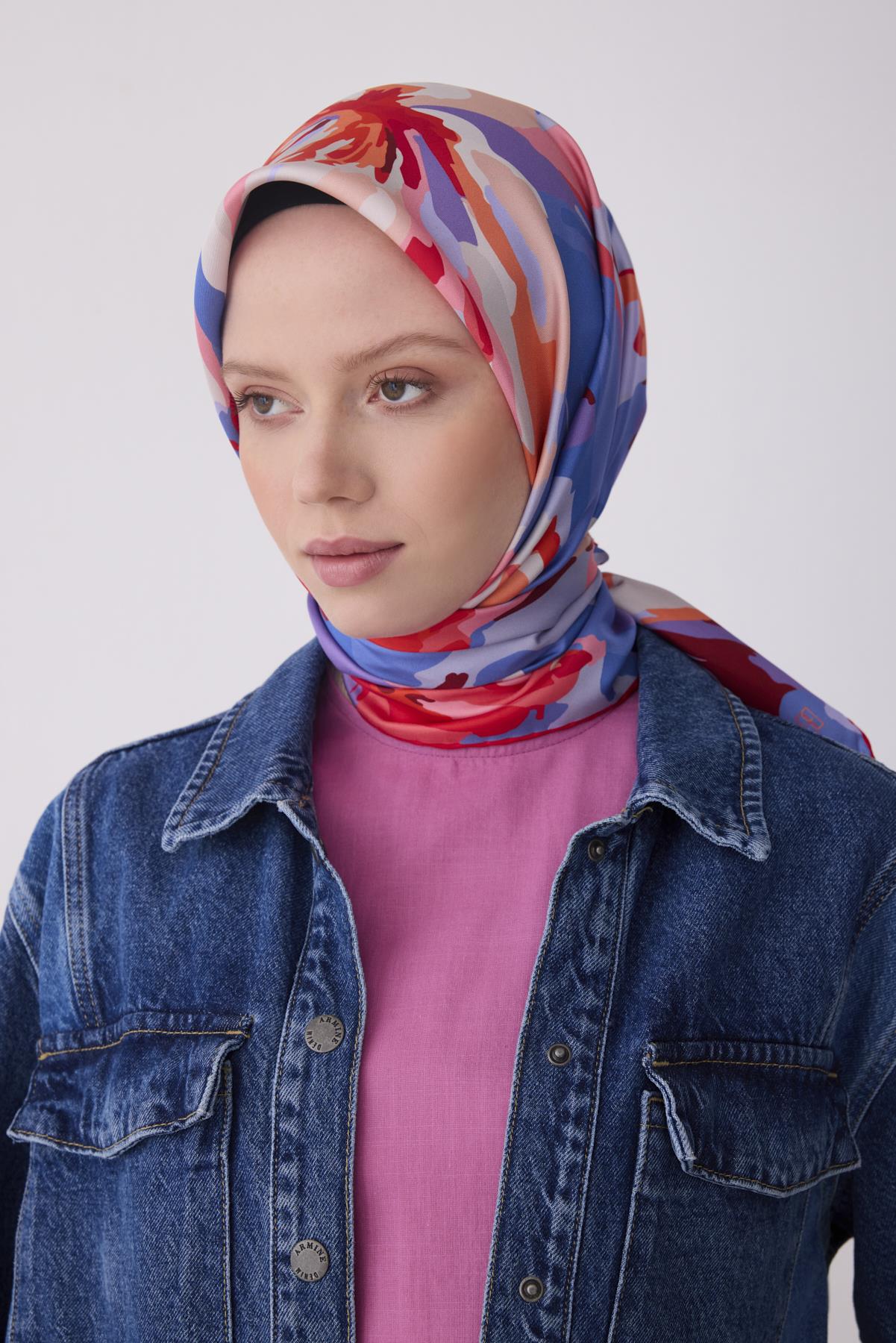 Belli Saf Twill İpek Eşarp 4315D (T) - Kırmızı