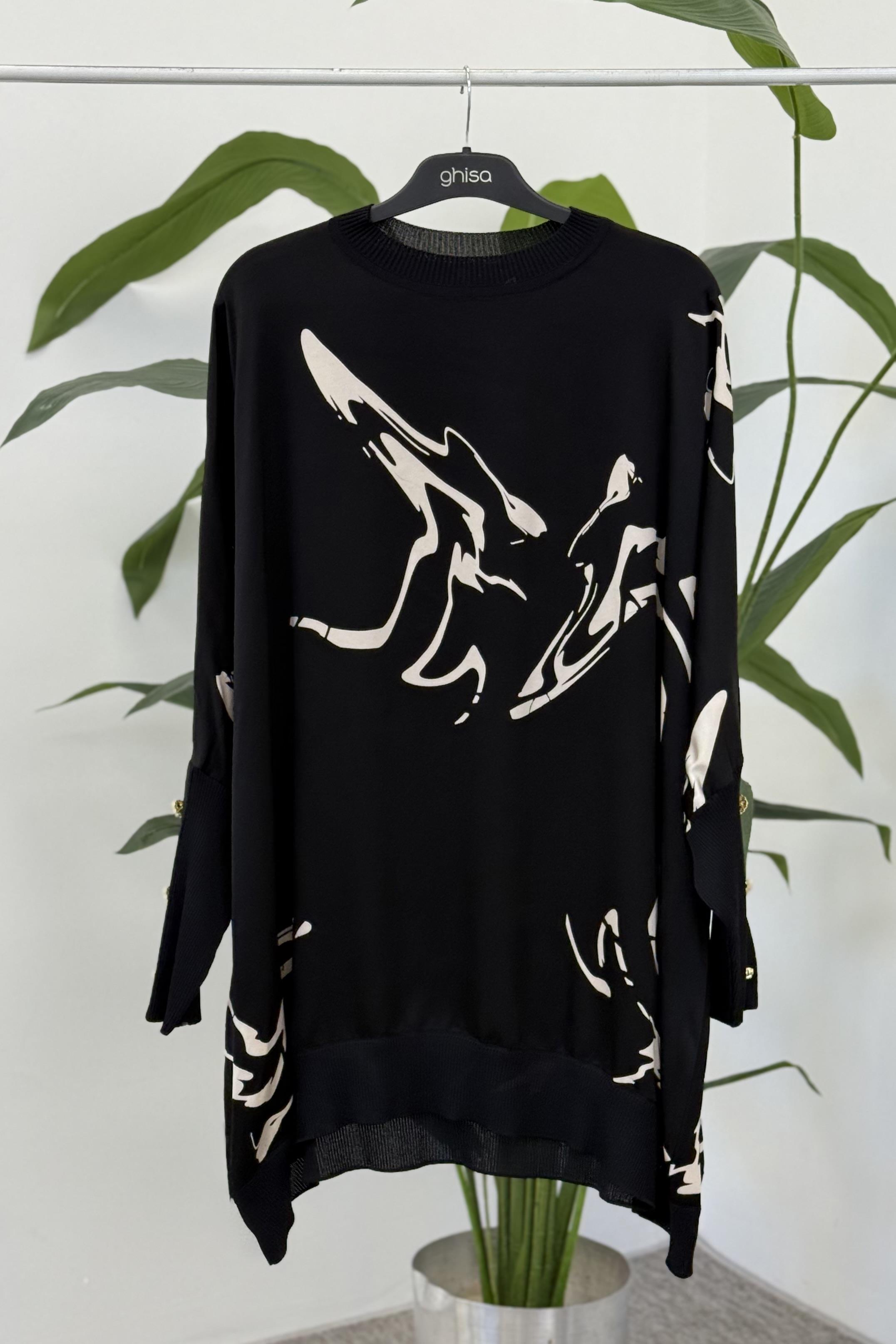 Ghisa 4016 Tunik - Siyah Çizgi - Siyah