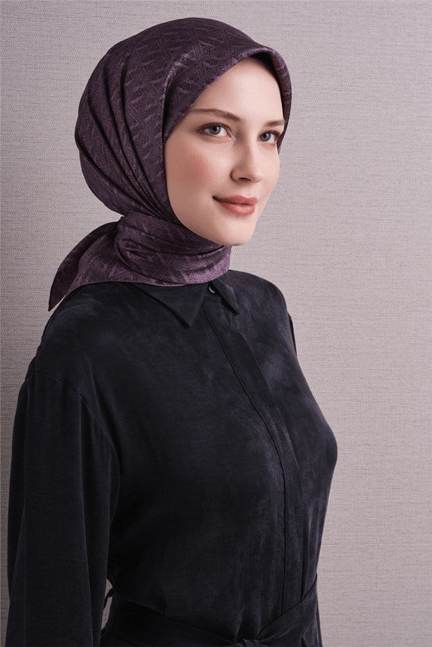 Armine Dj Saf Twill İpek Eşarp 9625D (T) - Lila Eşarp ARMİNE 