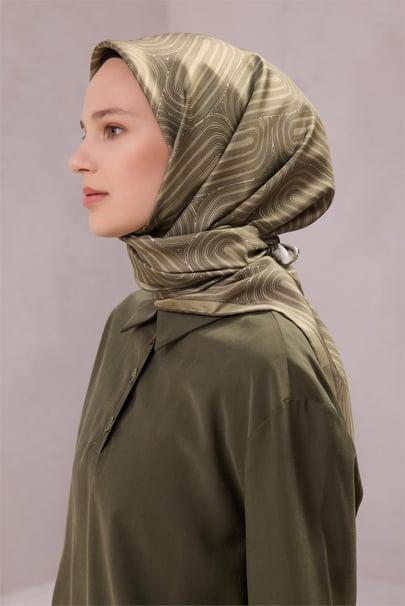 Belli Saf İpek Eşarp 4209D (T) - Haki