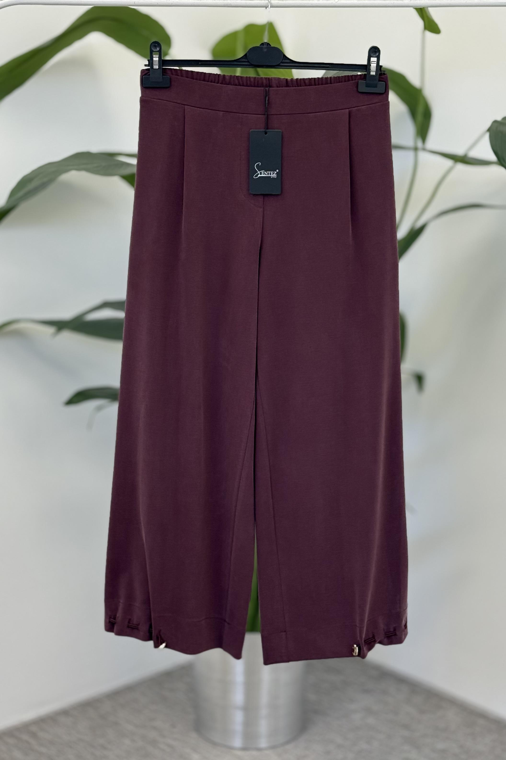 Sentez 5615 Paçası Kapsüllü Aura Şalvar Pantolon - Bordo