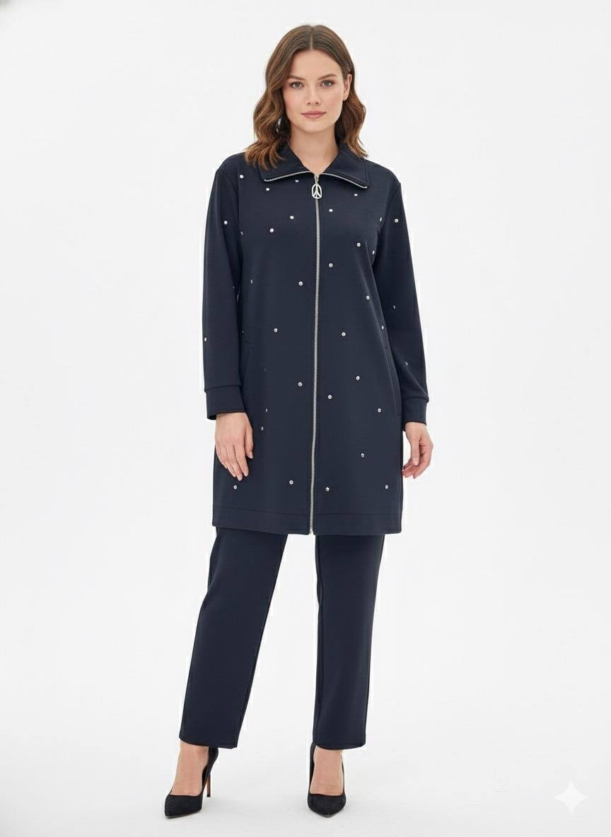 Armine Trend 25KT685 Fermuarlu Pantolonlu Takım - Lacivert