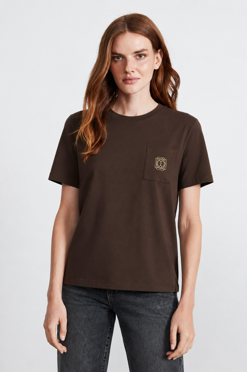 Cep Metal Aksesuar Detay Tshirt 4022 - Kahve