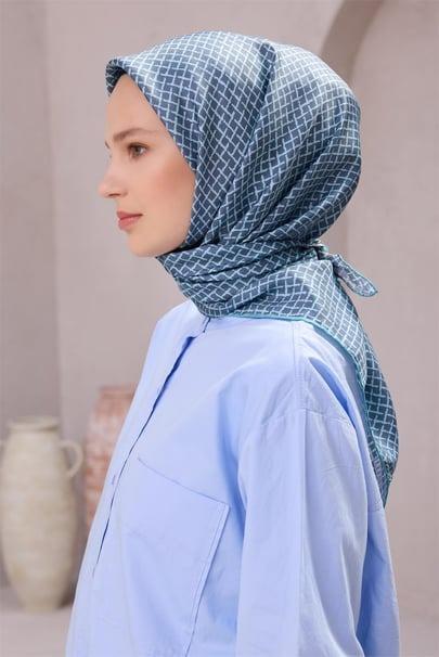 Belli Saf İpek Eşarp 4203D (T) - Turkuaz
