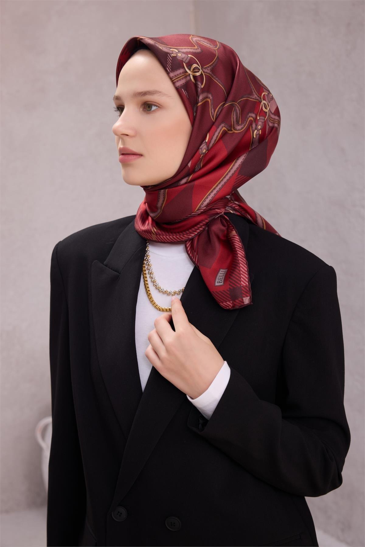 Belli Saf İpek Eşarp 4206D (T) - Bordo