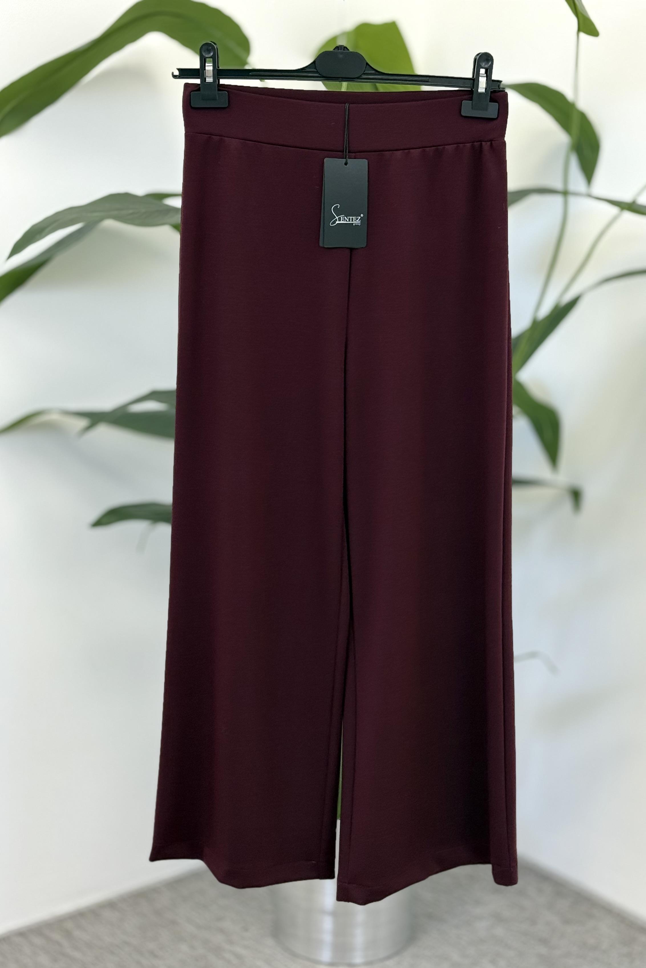 Sentez 5600 Vendik Beli Lastikli Geniş Paça Pantolon - Bordo