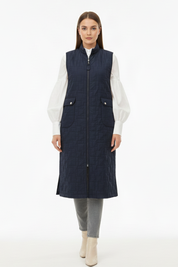 Armine Trend 25KT536 Kendinden Kabartma Detay Yelek - Lacivert