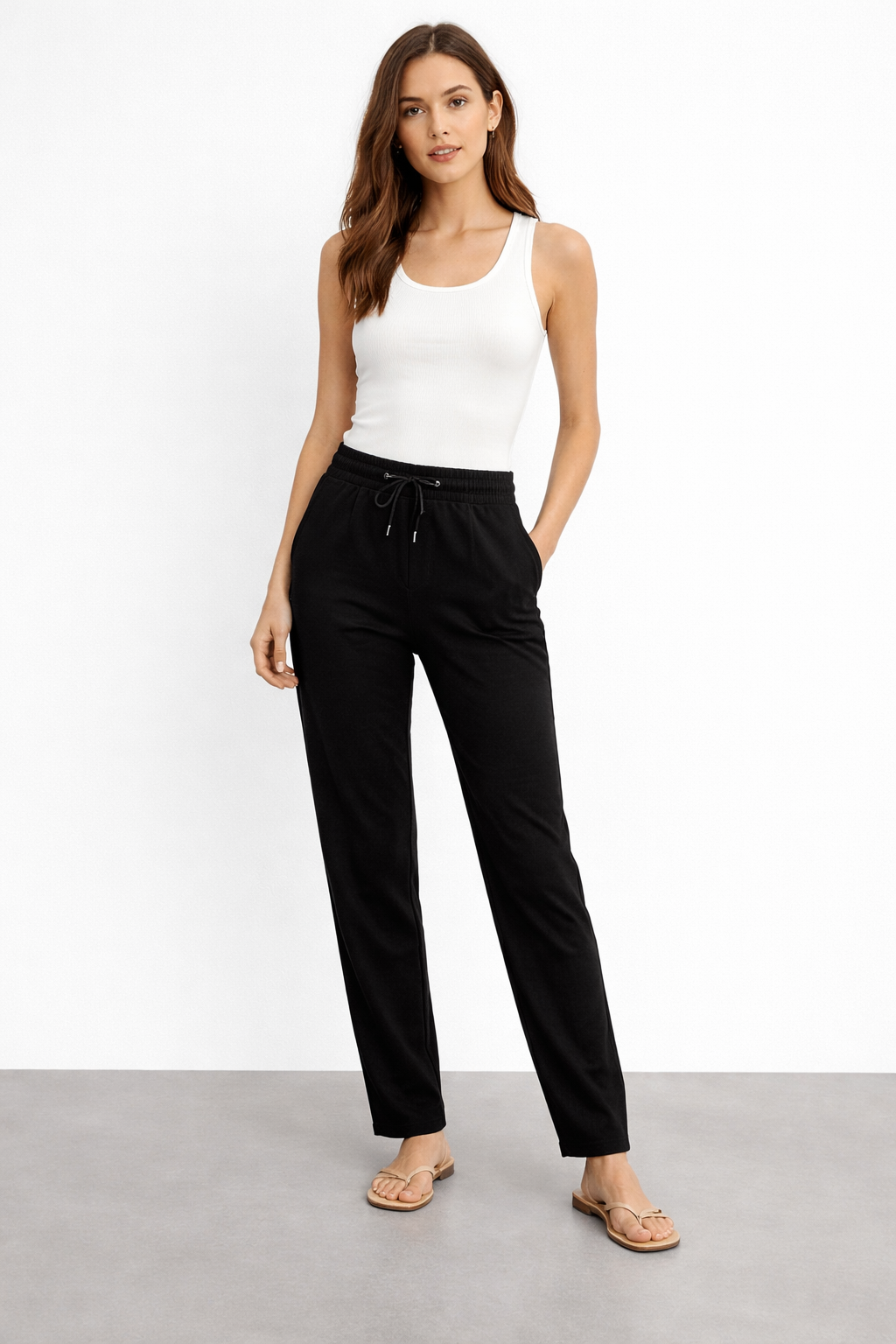 Bel Bağlamalı Duble Paça Pantolon X-221 - Siyah