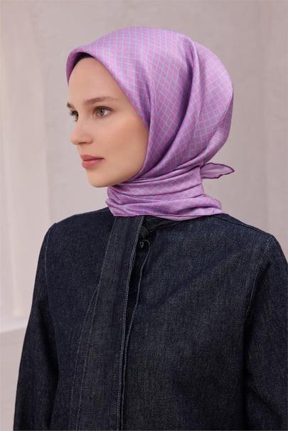 Belli Saf İpek Eşarp 4203D (T) - Morcivert
